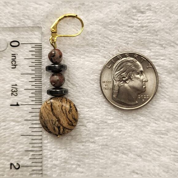 ARTISAN Jasper Beaded Statement Dangle Earrings / Pierced - Picture 4 of 4